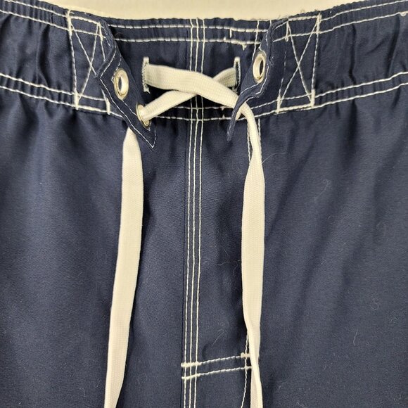 Op Mens Dark Navy Cargo Swim Trunks XL Drawstring Waist Pockets - Picture 3 of 8